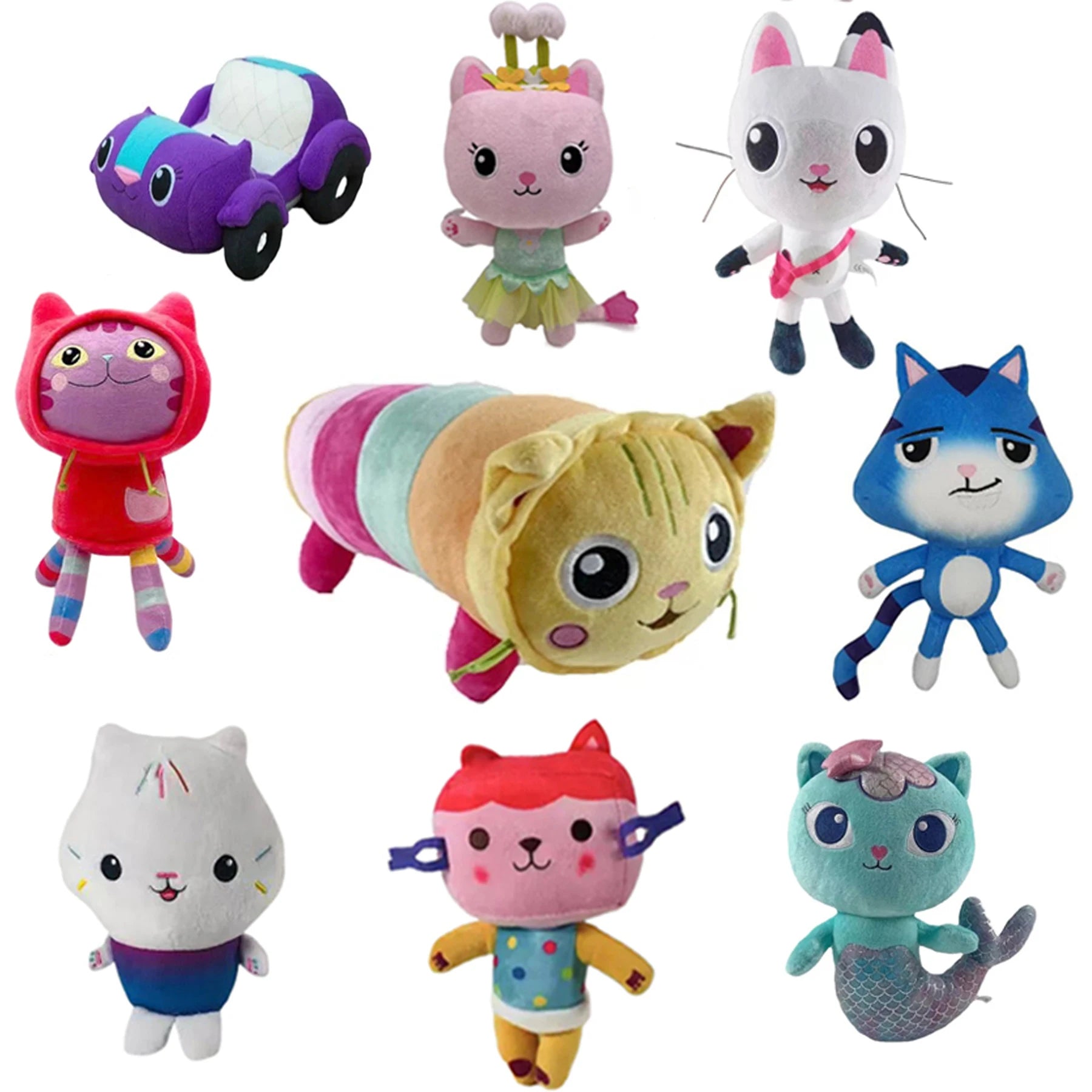 Hot Sale Gaby Doll House Plush Toy Mercat Cartoon Stuffed Animal Smile Cat Car Cat Hug Gaby Girl Doll Children's Birthday Gift
