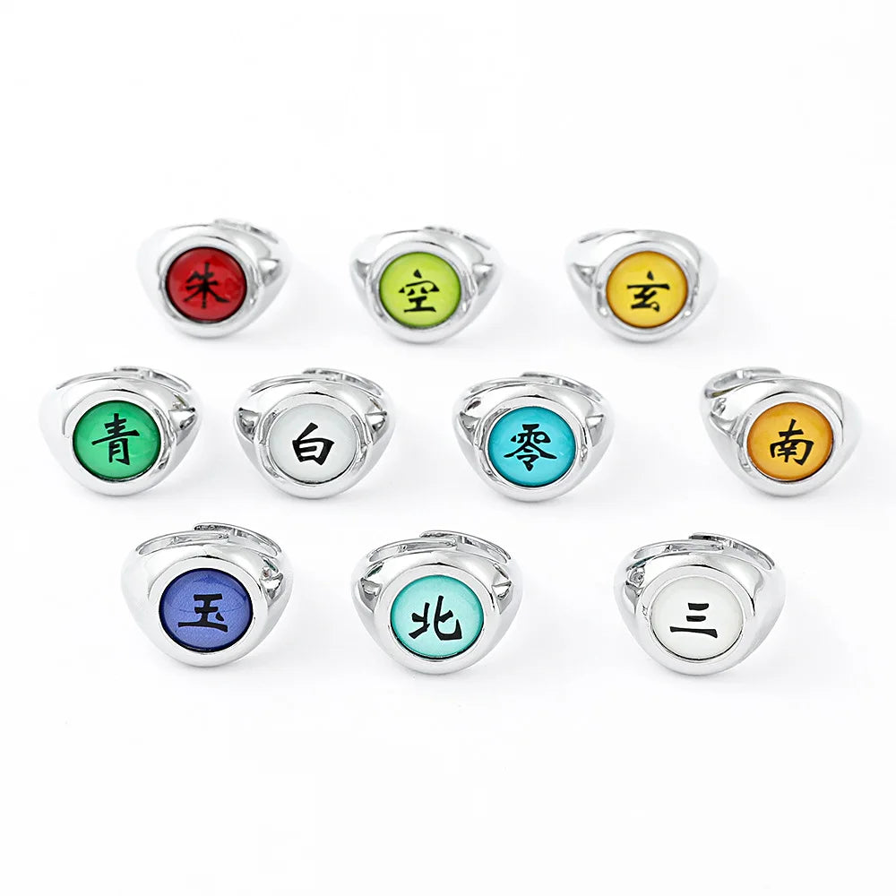 10PCS/Set Anime Akatsuki Itachi Metal R-ings Cartoon Cool Cosplay Accessory Props Boy Children Action Figure Toy Gift