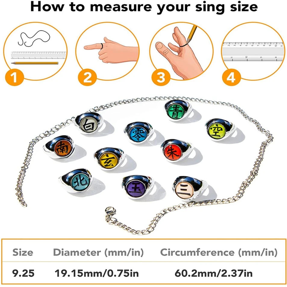 10PCS/Set Anime Akatsuki Itachi Metal R-ings Cartoon Cool Cosplay Accessory Props Boy Children Action Figure Toy Gift