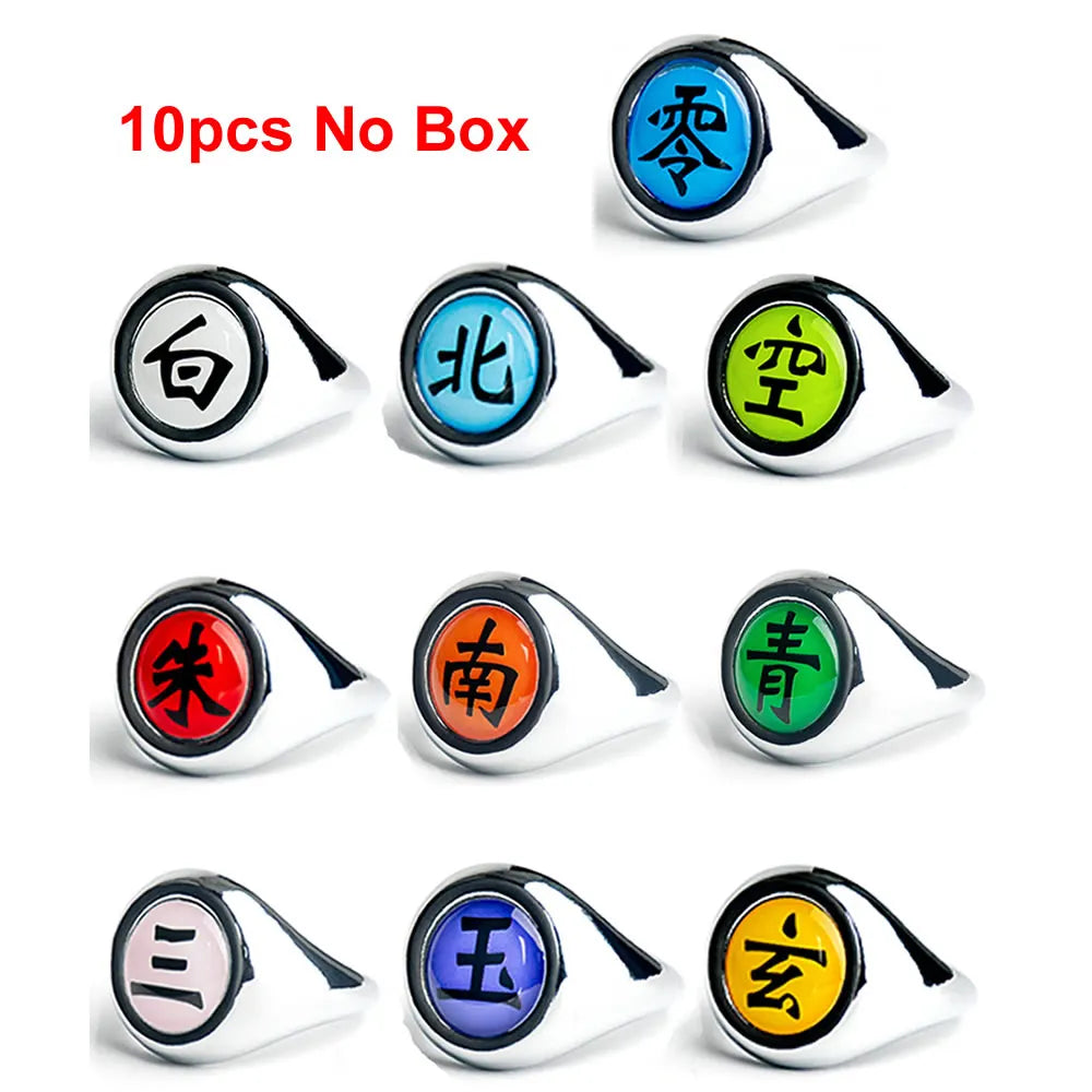 10PCS/Set Anime Akatsuki Itachi Metal R-ings Cartoon Cool Cosplay Accessory Props Boy Children Action Figure Toy Gift