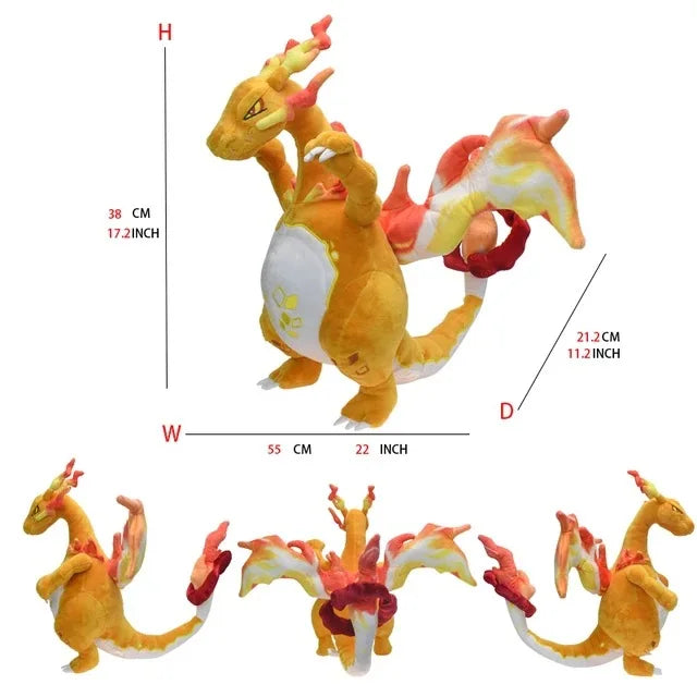 Pokemon Large Pet Pok é Mon Plush Earth Turtle Huangyan Wolf Soloya Fierce Carp Dragon Spray Fire Dragon Toy Doll, Plush Toy Chi