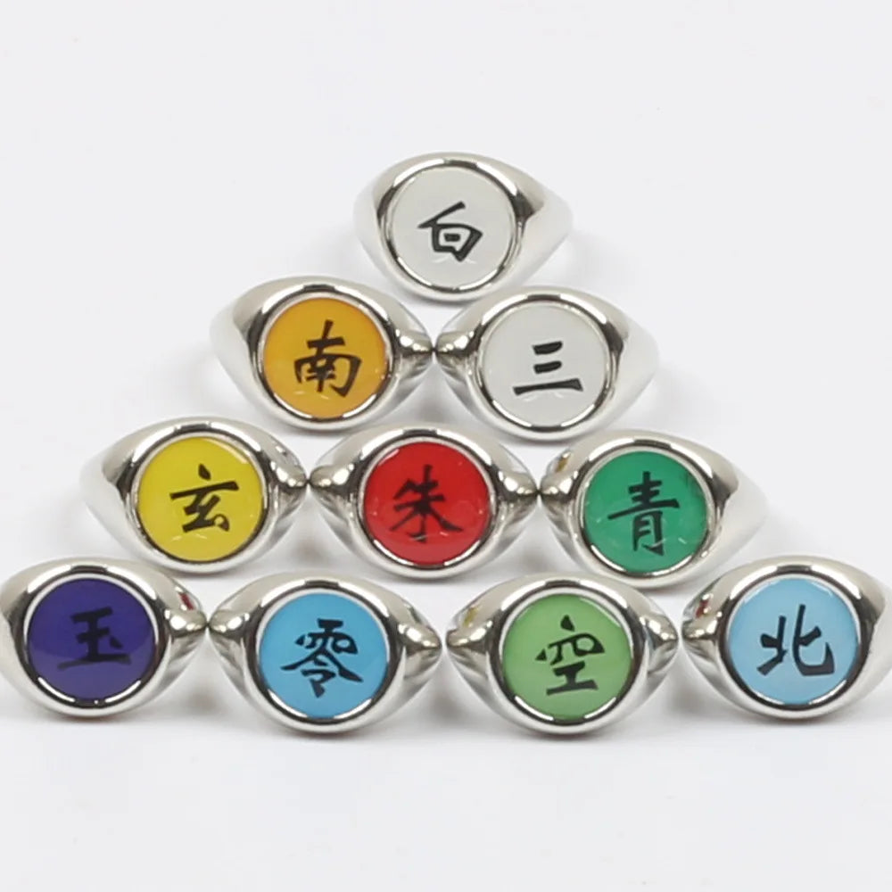 10PCS/Set Anime Akatsuki Itachi Metal R-ings Cartoon Cool Cosplay Accessory Props Boy Children Action Figure Toy Gift